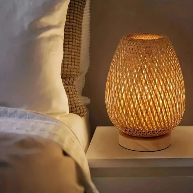 Rechargeable Dimmable LED Table Lamp – Bamboo Cordless Bedside Lamp for Cozy Bedroom Ambiance 2