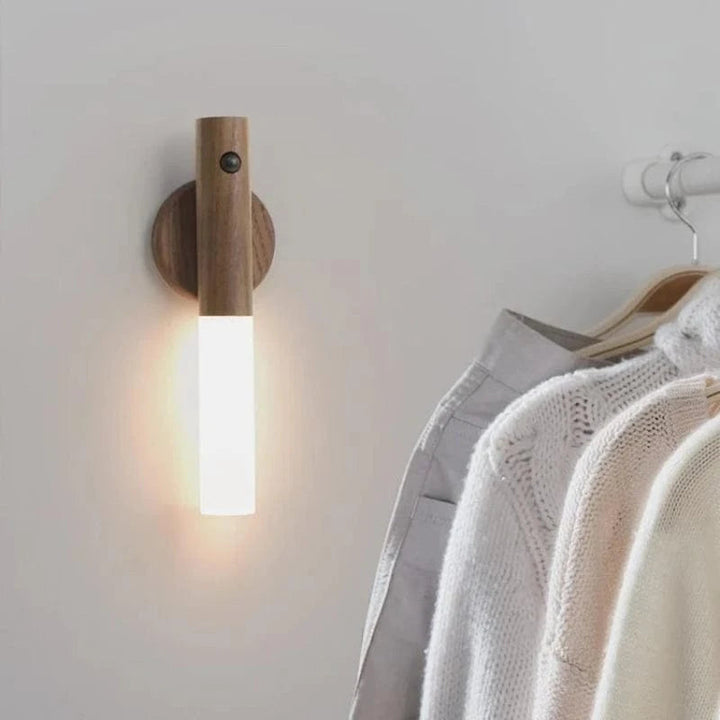 Rechargeable Motion Sensor Wall Lamp with Elegant Wooden Design – Convenient Wireless Wall Lights and Sconces for Home Lighting 0