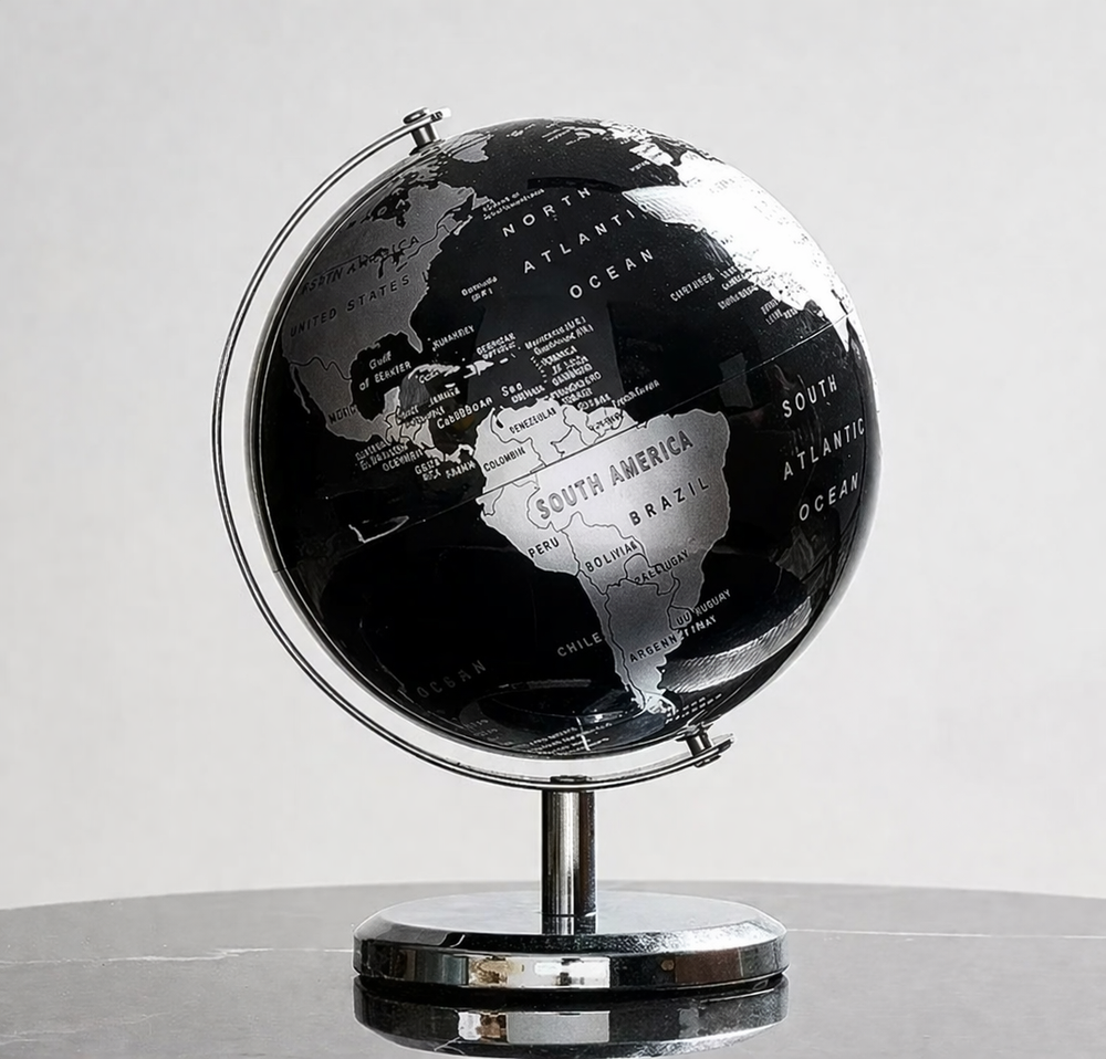 Rotating Metal Globe – Chic Decorative Desk Globe for Modern Spaces2