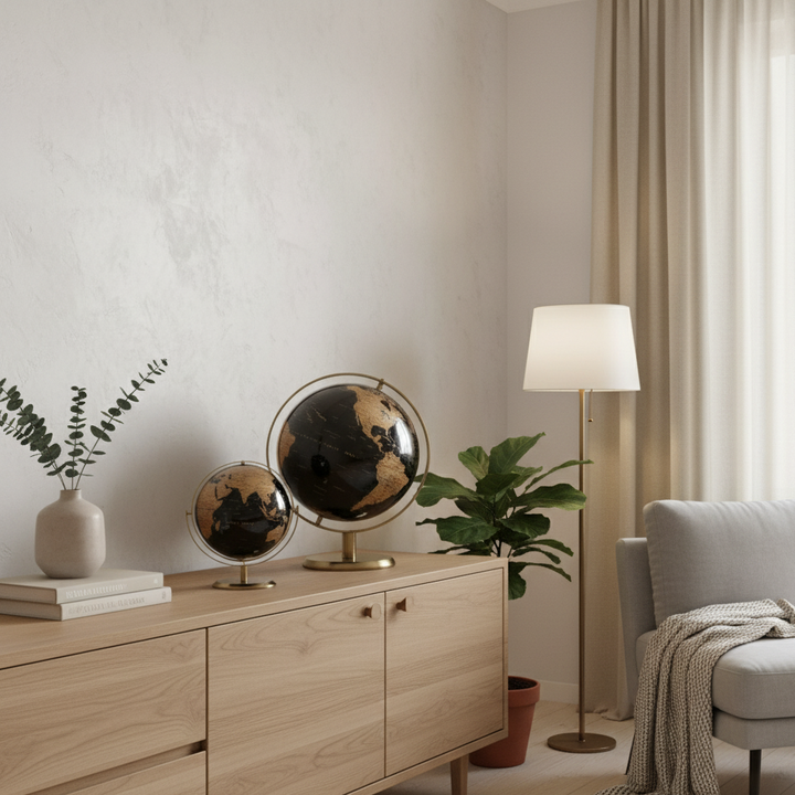 Rotating Metal Globe – Chic Decorative Desk Globe in Gold and Silver, 14 cm or 18 cm for Modern Spaces 1