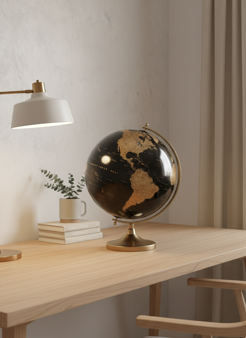 Rotating Metal Globe – Chic Decorative Desk Globe in Gold and Silver, 14 cm or 18 cm for Modern Spaces 3
