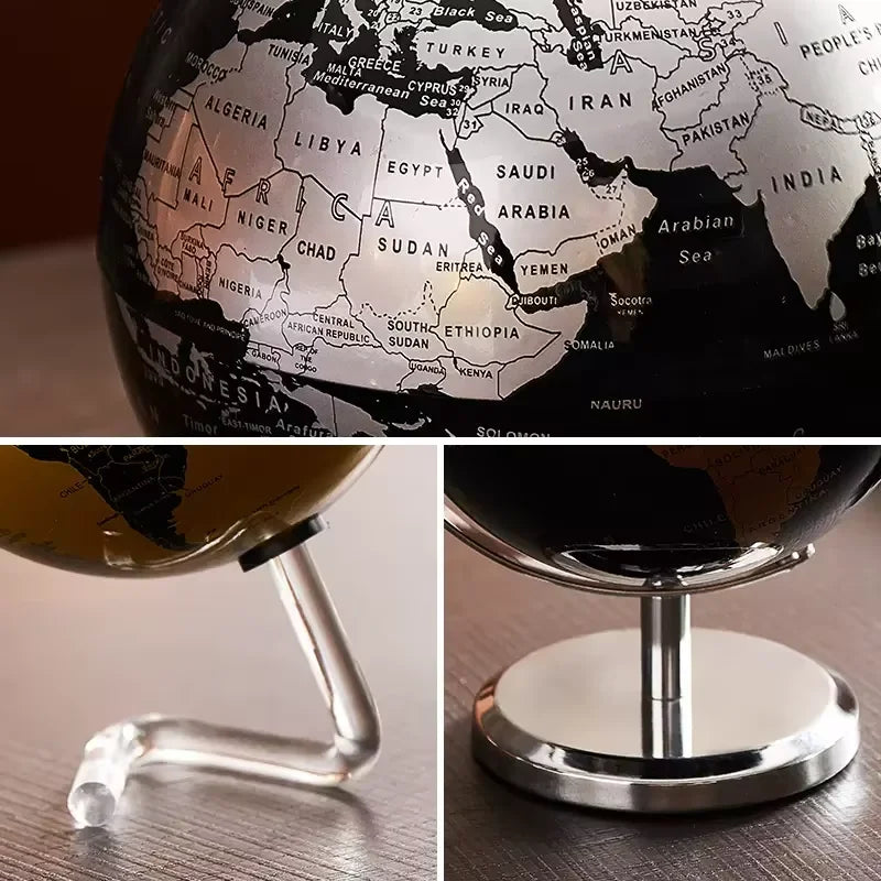 Rotating Metal Globe – Chic Decorative Desk Globe in Gold and Silver, 14 cm or 18 cm for Modern Spaces 5