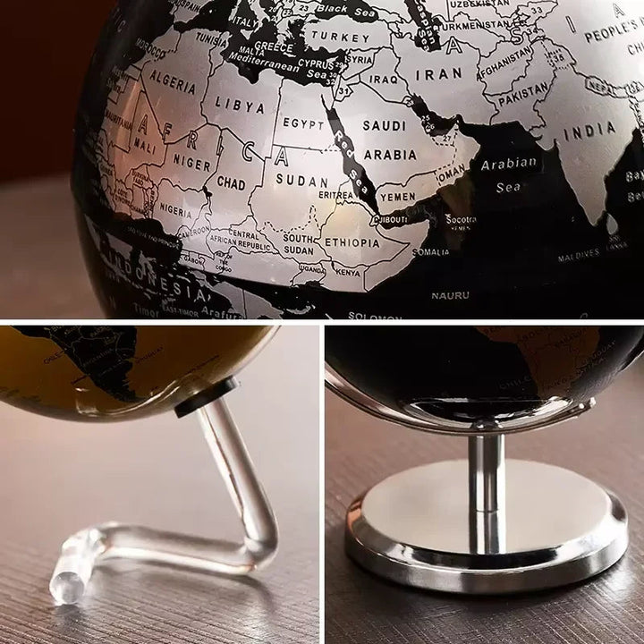 Rotating Metal Globe – Chic Decorative Desk Globe in Gold and Silver, 14 cm or 18 cm for Modern Spaces 5