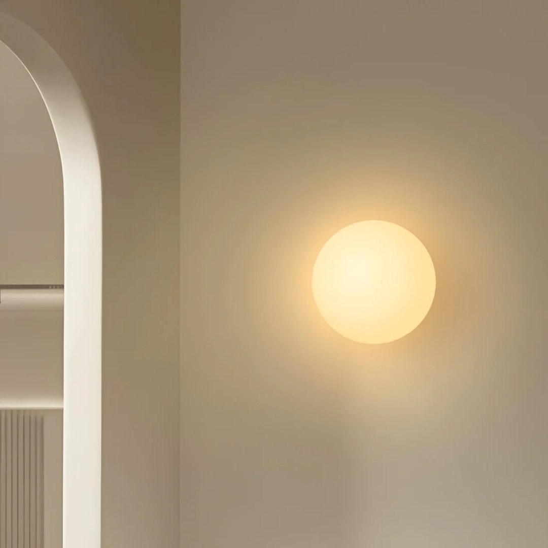 Round Glass Wall Lamp with Warm White LED Light – Stylish Home Lighting 4
