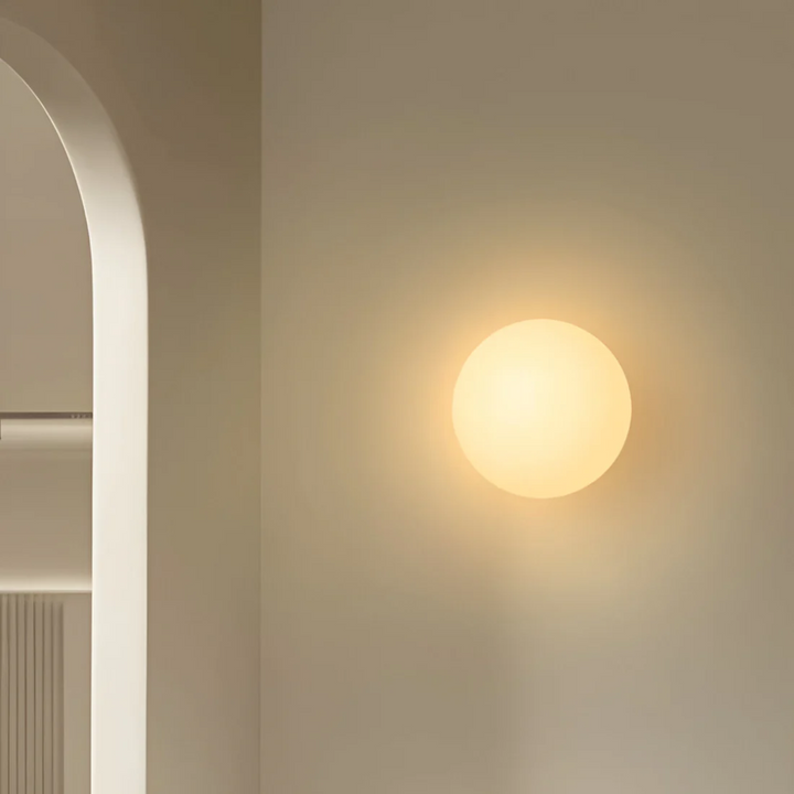 Round Glass Wall Lamp with Warm White LED Light – Stylish Home Lighting 4