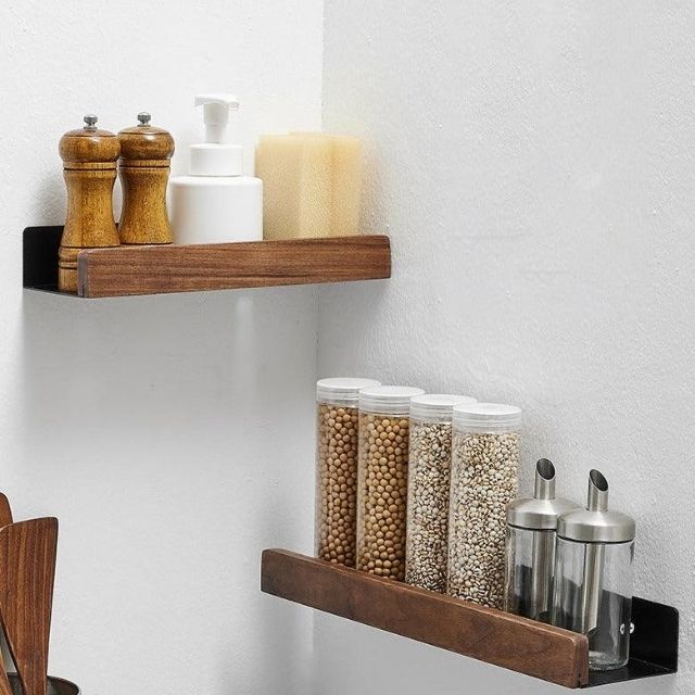 Rustic Bathroom Shelf - Solid Wood Storage Rack with Easy Drill-Free Installation, Water Resistant Design for Stylish Organization 0