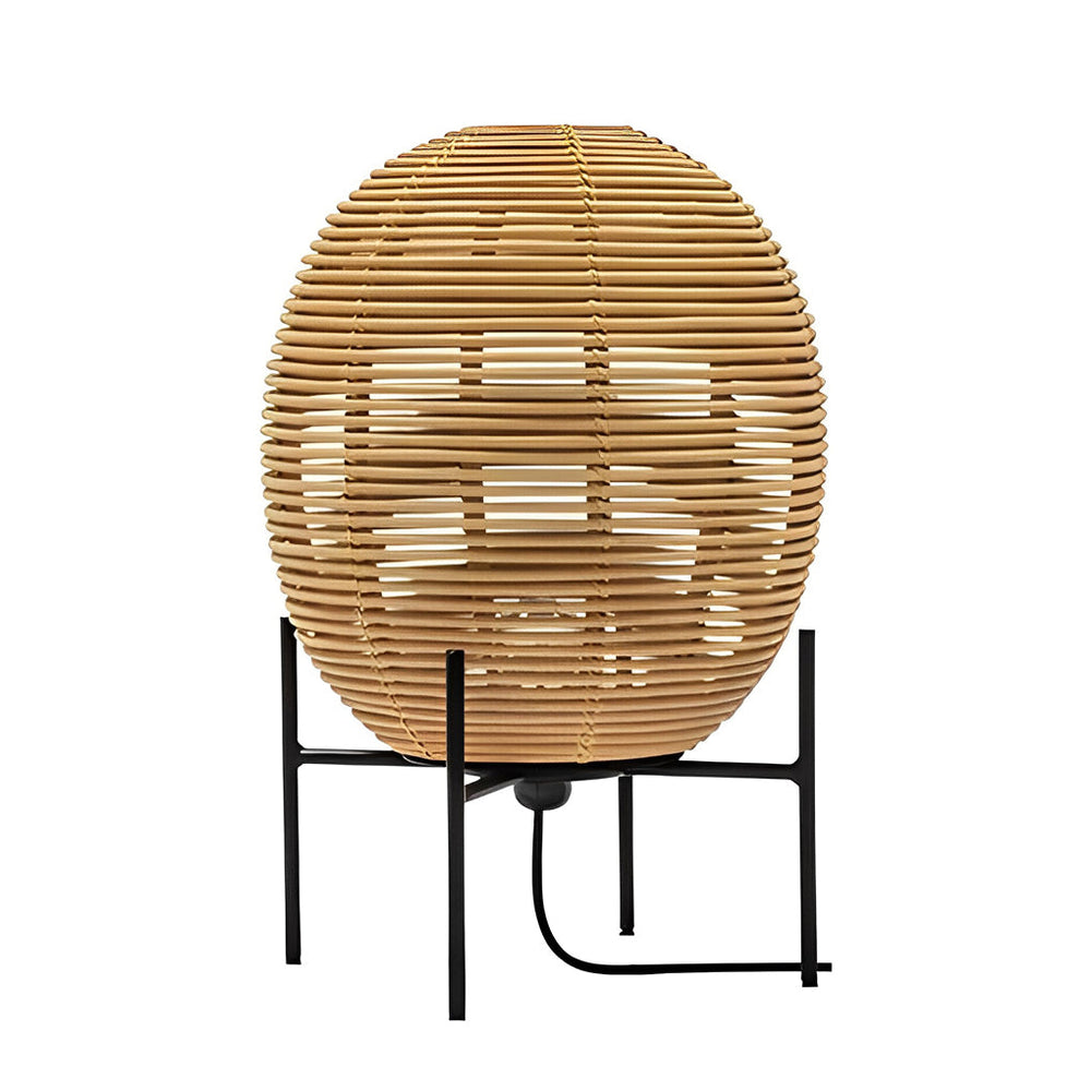 Rustic Boho Rattan Floor Lamp with Adjustable Height – Black Metal Frame Standing Lamp for Living Room 7