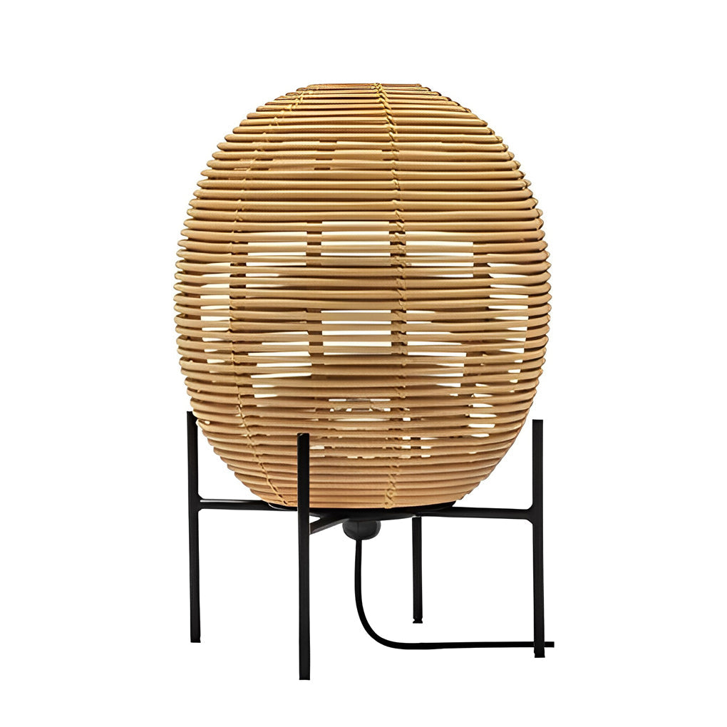Rustic Boho Rattan Floor Lamp with Adjustable Height – Black Metal Frame Standing Lamp for Living Room 7