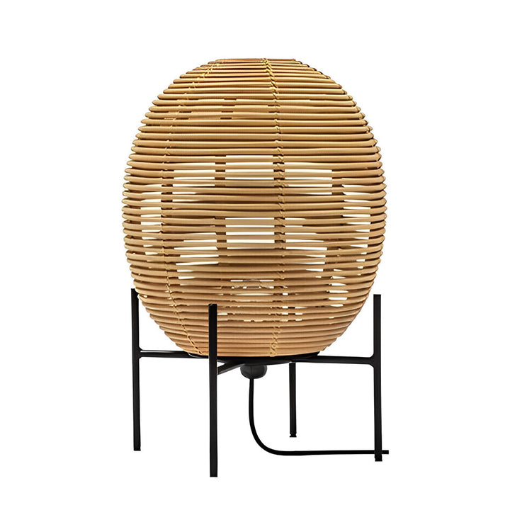 Rustic Boho Rattan Floor Lamp with Adjustable Height – Black Metal Frame Standing Lamp for Living Room 7