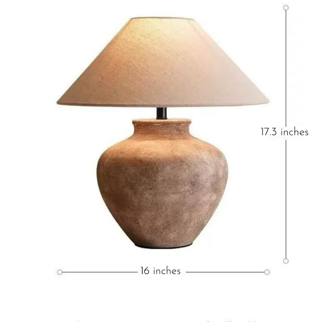 Rustic Ceramic Table Lamp – Wabi-Sabi Minimalist Style Nightstand or Desk Lamp with Soft Illumination 7