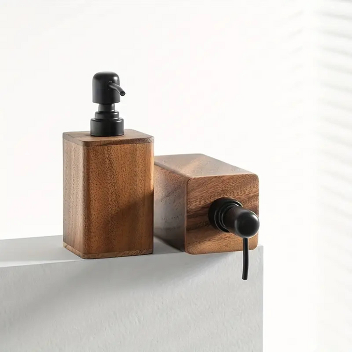 Rustic Solid Wood Soap Dispenser with Matte Black Pump – Refillable Bathroom Lotion Dispenser for Elegant Vanity Decor 4