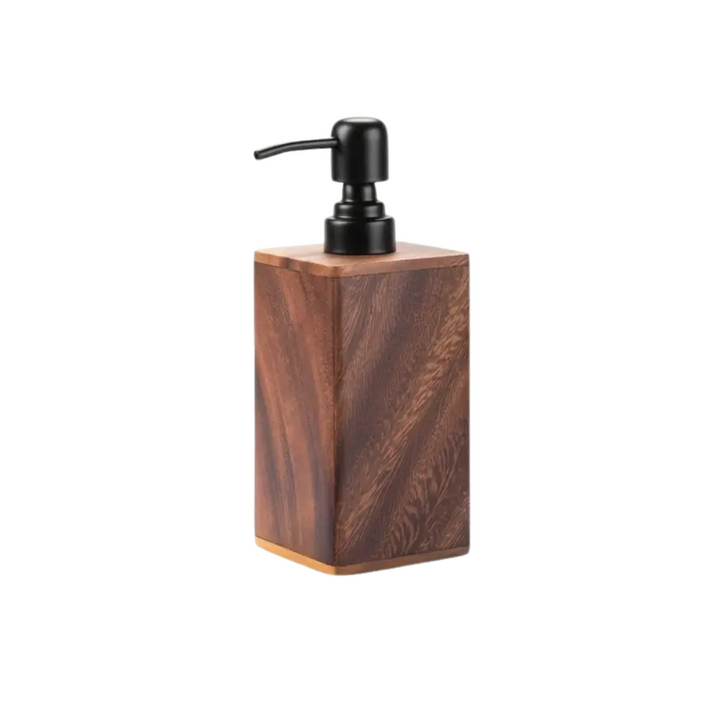 Rustic Solid Wood Soap Dispenser with Matte Black Pump – Refillable Bathroom Lotion Dispenser for Elegant Vanity Decor 6