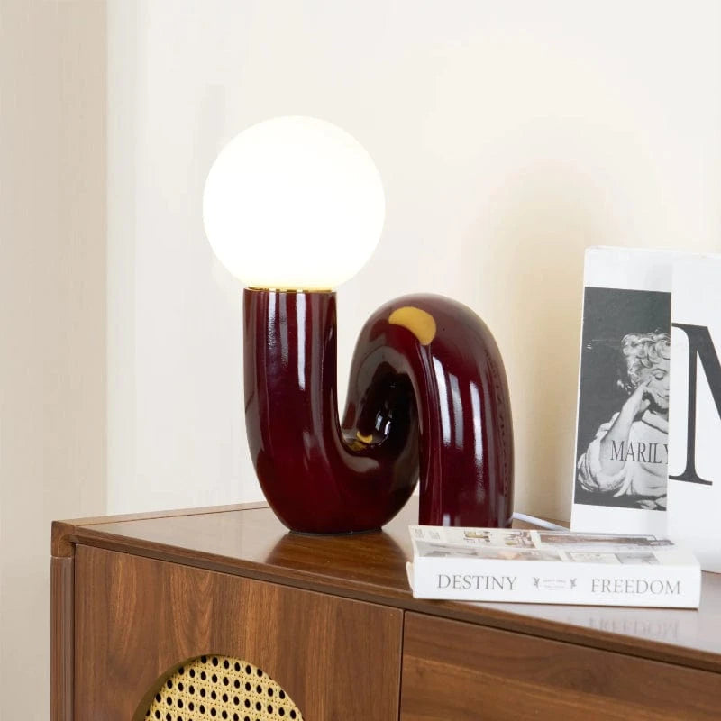 S-Curve Glass Table Lamp – Modern Nordic Design for Bedroom, Living Room, or Desk – Warm Soft Lighting 1