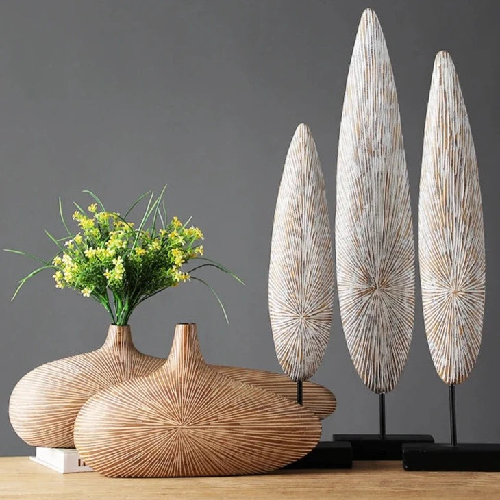 Sahara Sculpted Decorative Vase – Handcrafted Imitation Wood, 8-Inch Height, Elegant Centerpiece for Home Décor 1