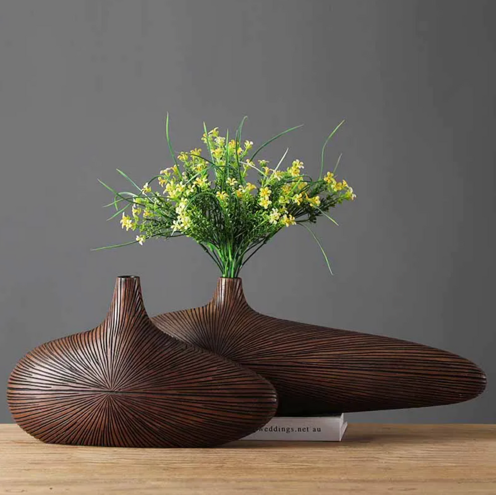 Sahara Sculpted Decorative Vase – Handcrafted Imitation Wood, 8-Inch Height, Elegant Centerpiece for Home Décor 2