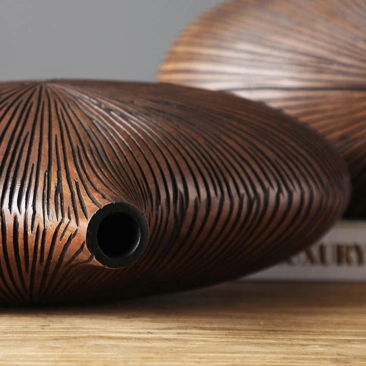 Sahara Sculpted Decorative Vase – Handcrafted Imitation Wood, 8-Inch Height, Elegant Centerpiece for Home Décor 4
