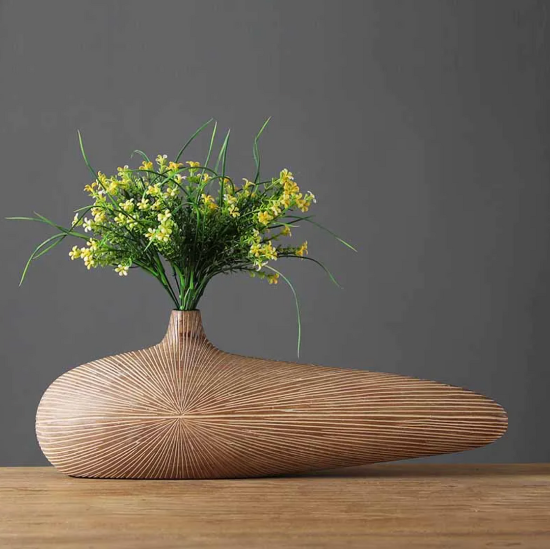 Sahara Sculpted Decorative Vase – Handcrafted Imitation Wood, 8-Inch Height, Elegant Centerpiece for Home Décor 5