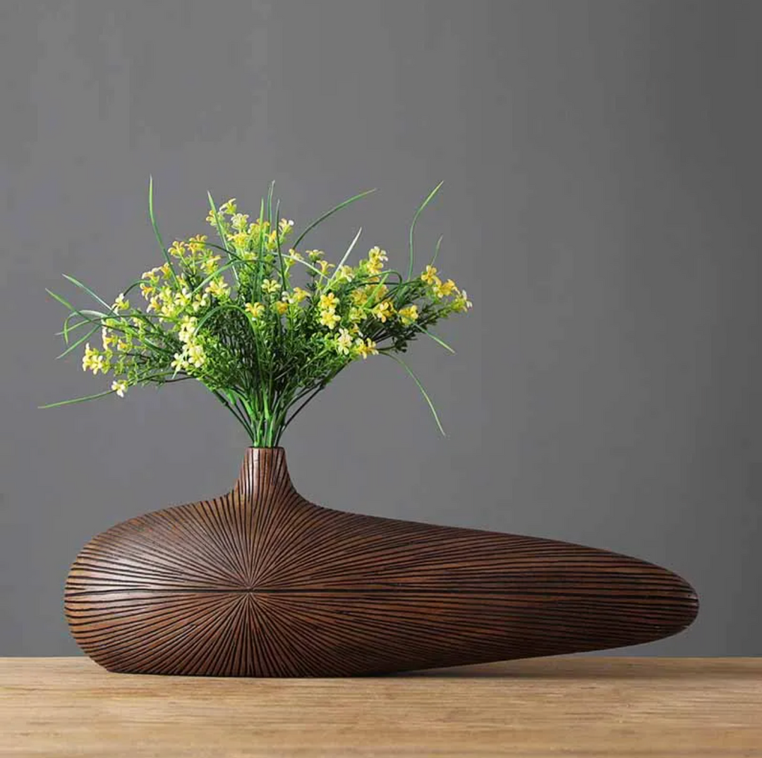 Sahara Sculpted Decorative Vase – Handcrafted Imitation Wood, 8-Inch Height, Elegant Centerpiece for Home Décor 7