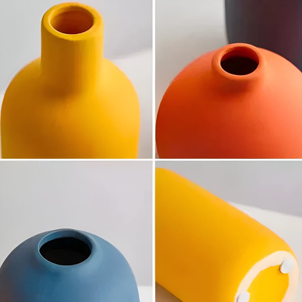Scandinavian Minimalist 3-Piece Ceramic Vase Set – Elegant Matte Finish 4