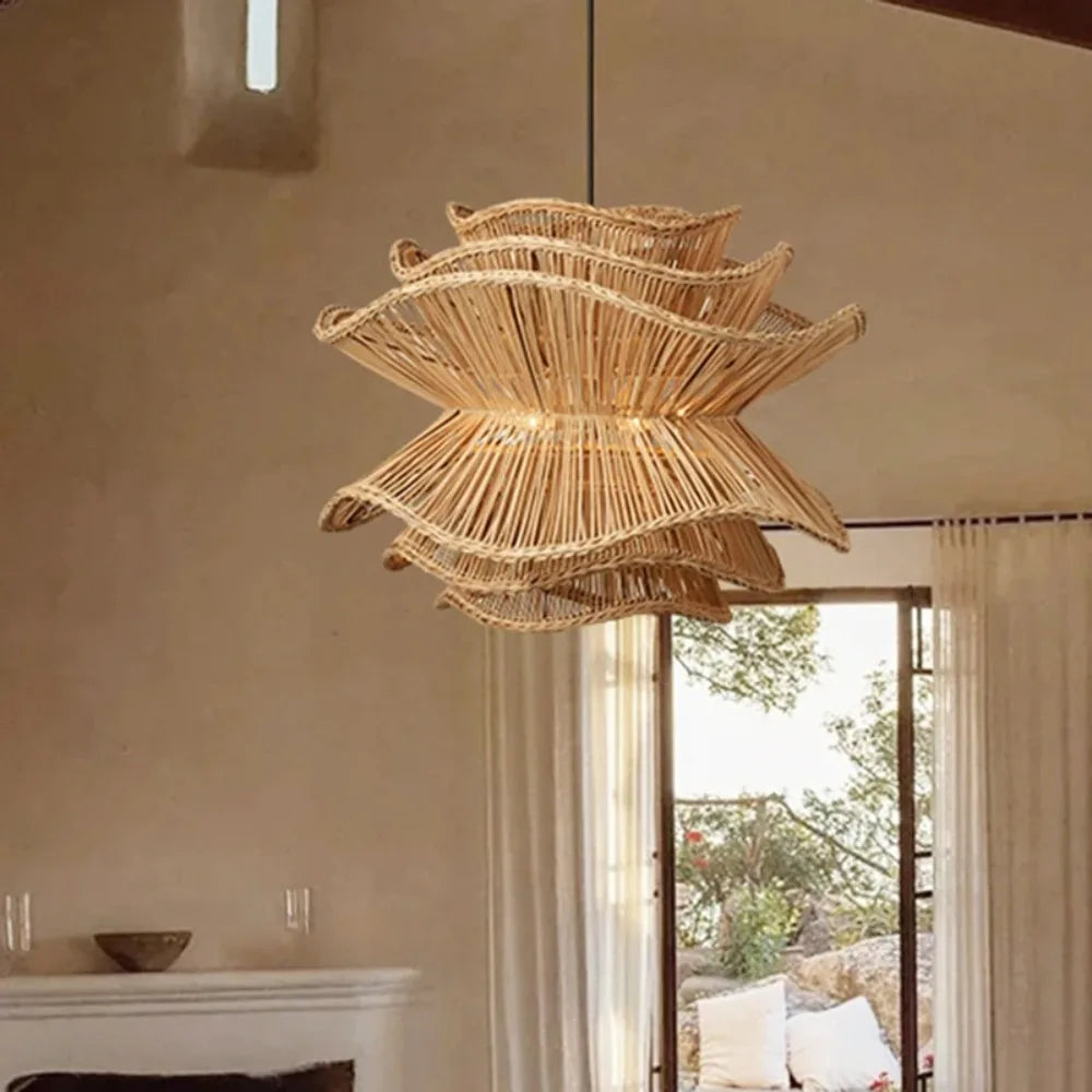 Scandinavian Rattan Pendant Lamp – Handmade Layered Design for Modern Kitchen and Dining Pendant Lighting 1