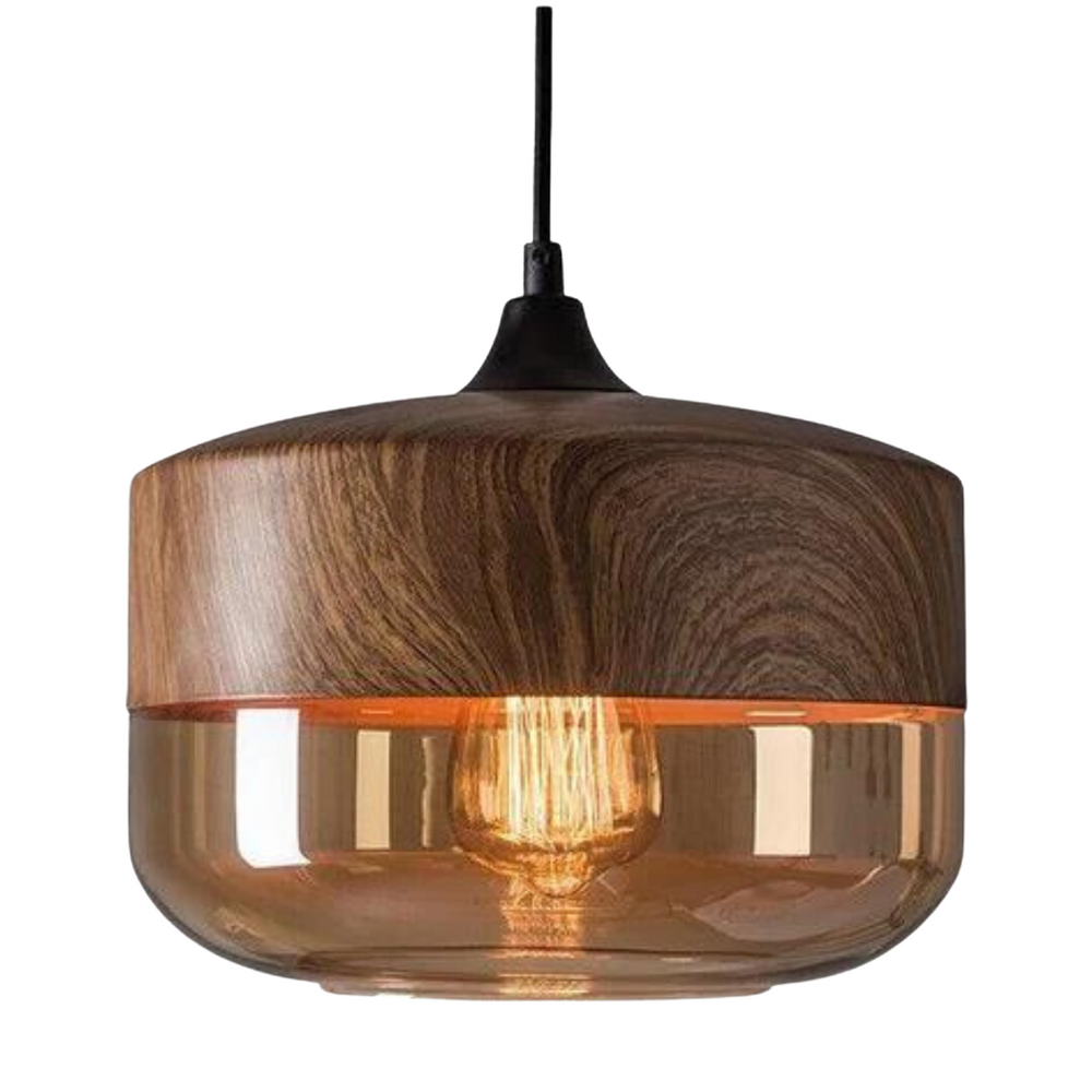 Scandinavian Wooden Ceiling Lamp with Adjustable Height – Modern Glass Pendant Light for Dining Room and Living Space 1
