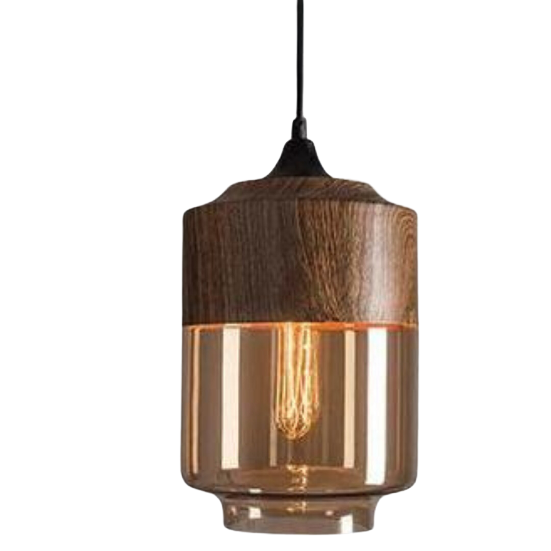 Scandinavian Wooden Ceiling Lamp with Adjustable Height – Modern Glass Pendant Light for Dining Room and Living Space 2