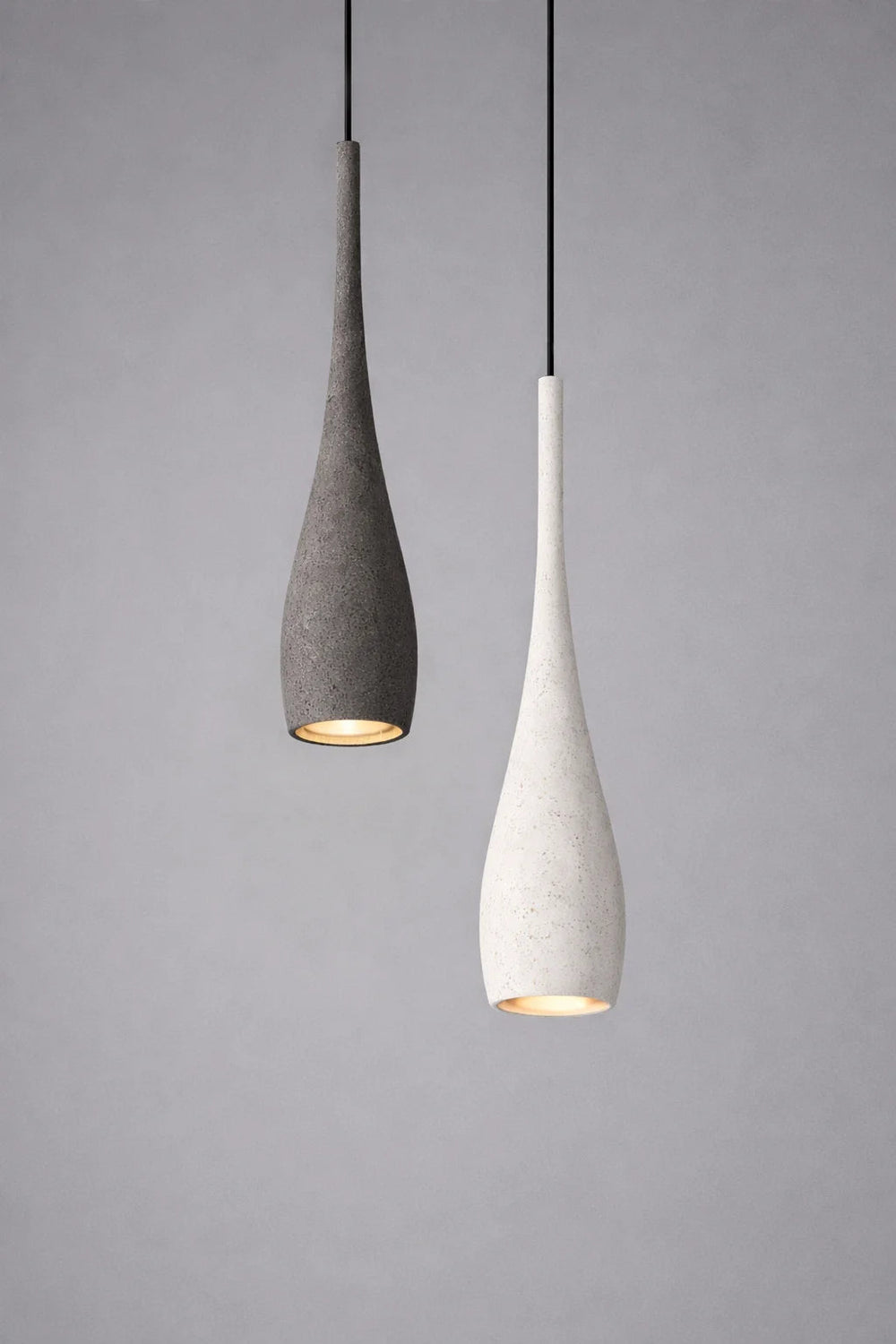 Sculpted Stone Pendant Light – Minimalist Cement Design with Adjustable Height 1