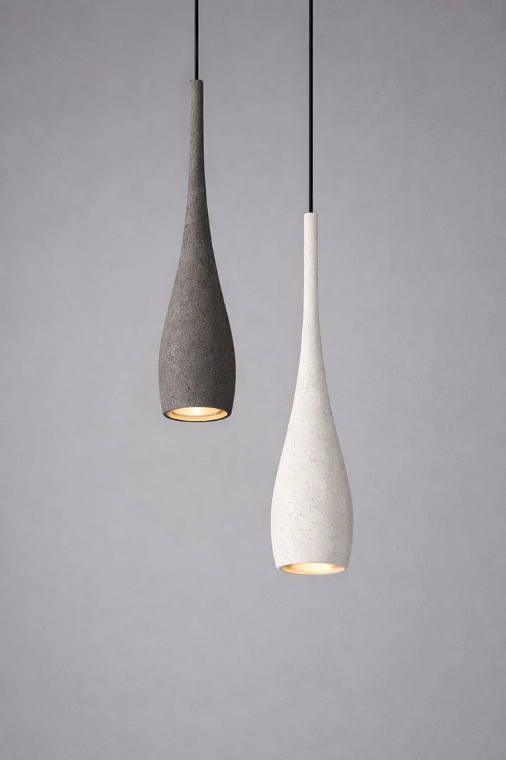 Sculpted Stone Pendant Light – Minimalist Cement Design with Adjustable Height 1