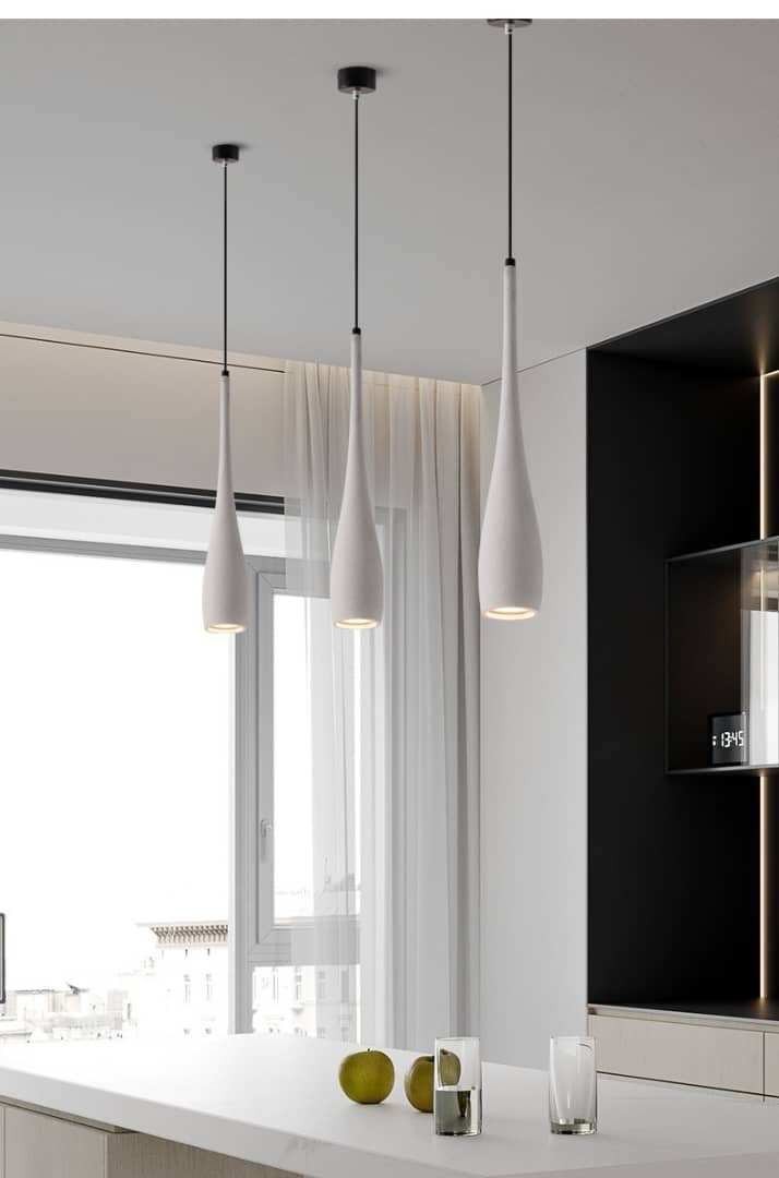 Sculpted Stone Pendant Light – Minimalist Cement Design with Adjustable Height 3