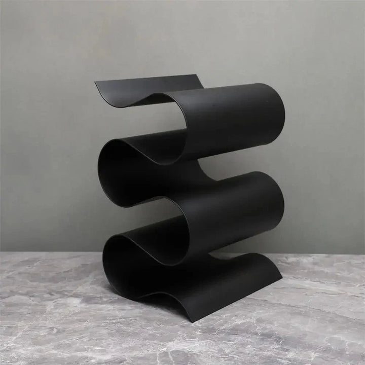 Sculptural Metal Wine Rack for Countertop – Elegant Wavy Design Holds 3 Standard Bottles, Compact Wine Storage Racks 10