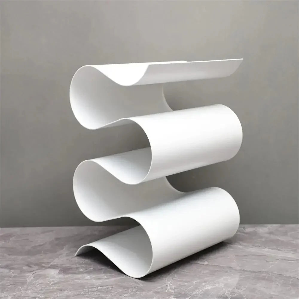 Sculptural Metal Wine Rack for Countertop – Elegant Wavy Design Holds 3 Standard Bottles, Compact Wine Storage Racks 9