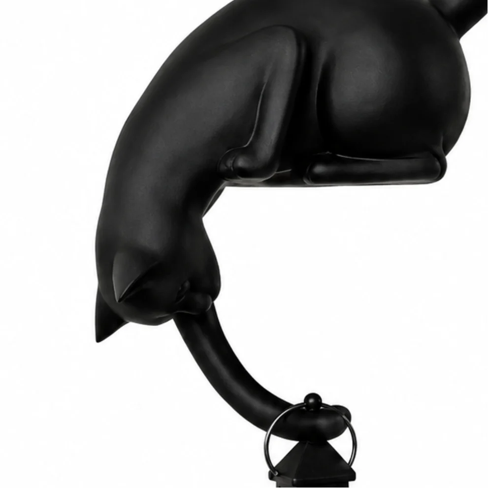 Shelf-Edge Cat Figurine Lantern with Warm LED Light – Indoor Decorative Accent for Cozy Ambiance 6