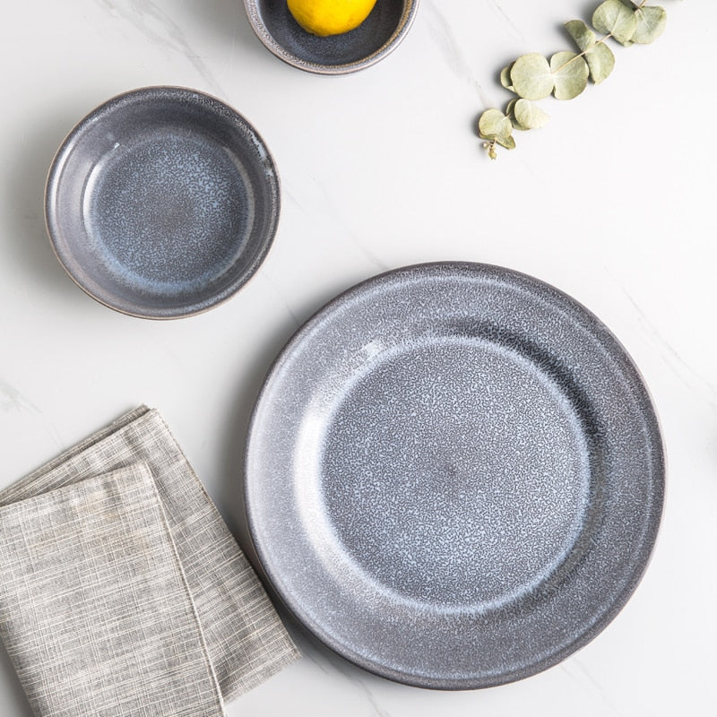 Slate Ceramic Porcelain Dinnerware Set – Elegant Glossy Finish for Everyday and Special Occasions 3