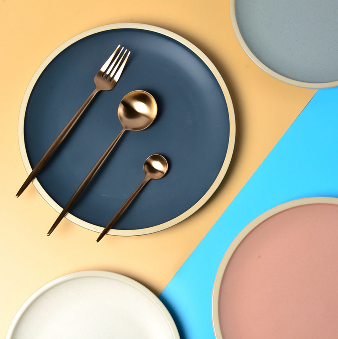 Soho Ceramic Dinner Plates in Pastel Tones with Sesame Dot Pattern – Elegant Stoneware for Everyday Dining 3