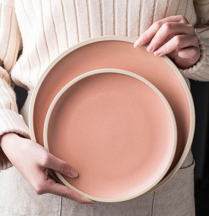 Soho Ceramic Dinner Plates in Pastel Tones with Sesame Dot Pattern – Elegant Stoneware for Everyday Dining 4