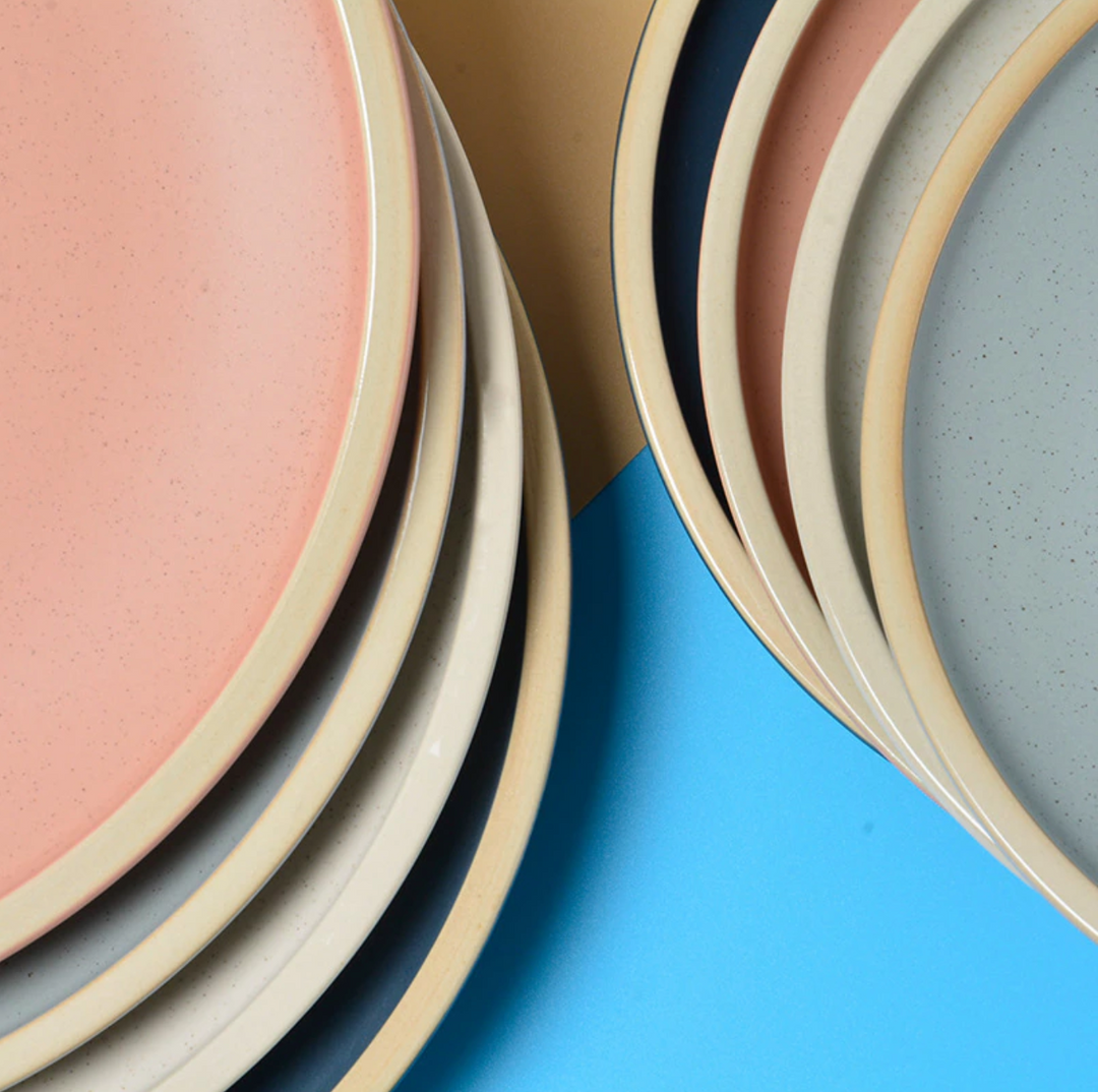 Soho Ceramic Dinner Plates in Pastel Tones with Sesame Dot Pattern – Elegant Stoneware for Everyday Dining 5