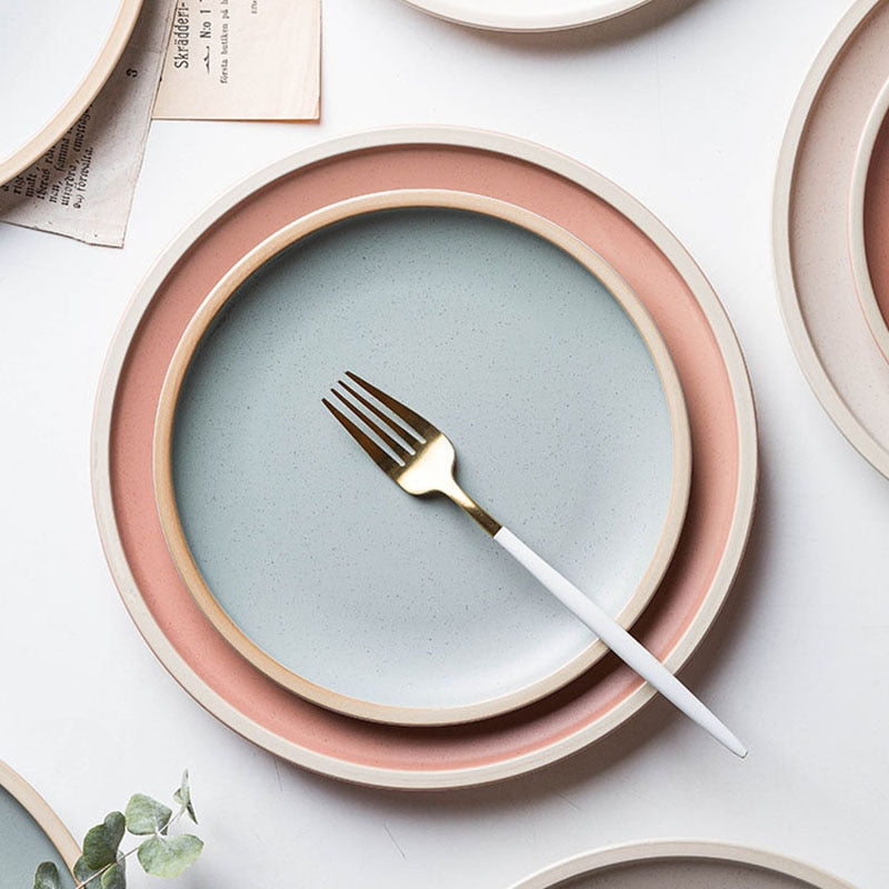 Soho Ceramic Dinner Plates in Pastel Tones with Sesame Dot Pattern – Elegant Stoneware for Everyday Dining 8