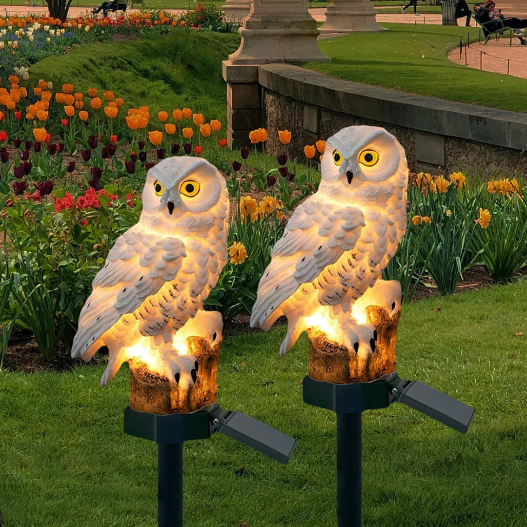 Solar Garden Owl Light - Weatherproof Decorative Outdoor LED Light with Warm White Glow for Patios and Gardens 0