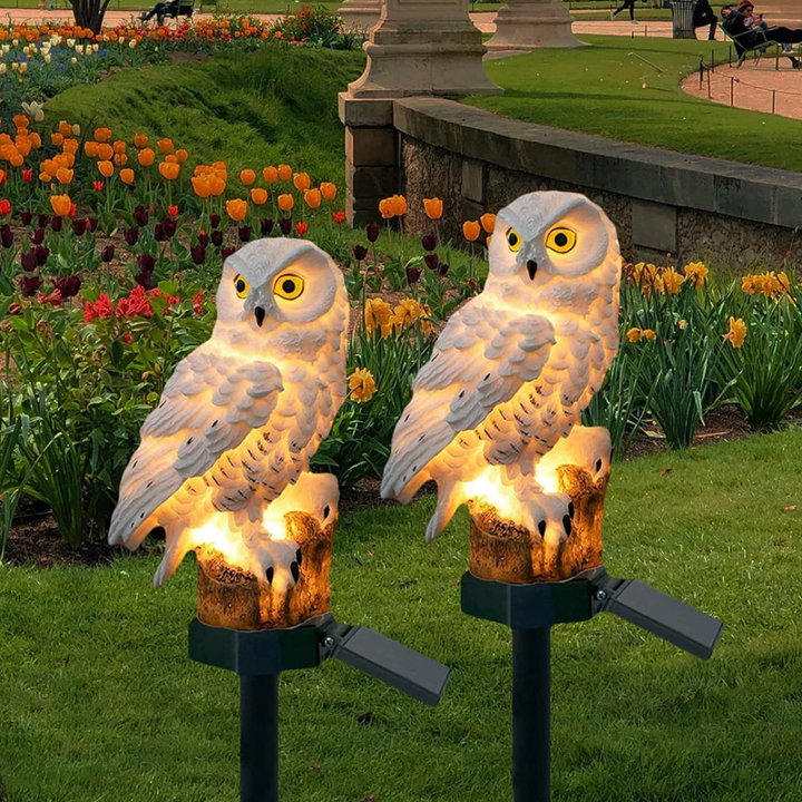 Solar Garden Owl Light - Weatherproof Decorative Outdoor LED Light with Warm White Glow for Patios and Gardens 0