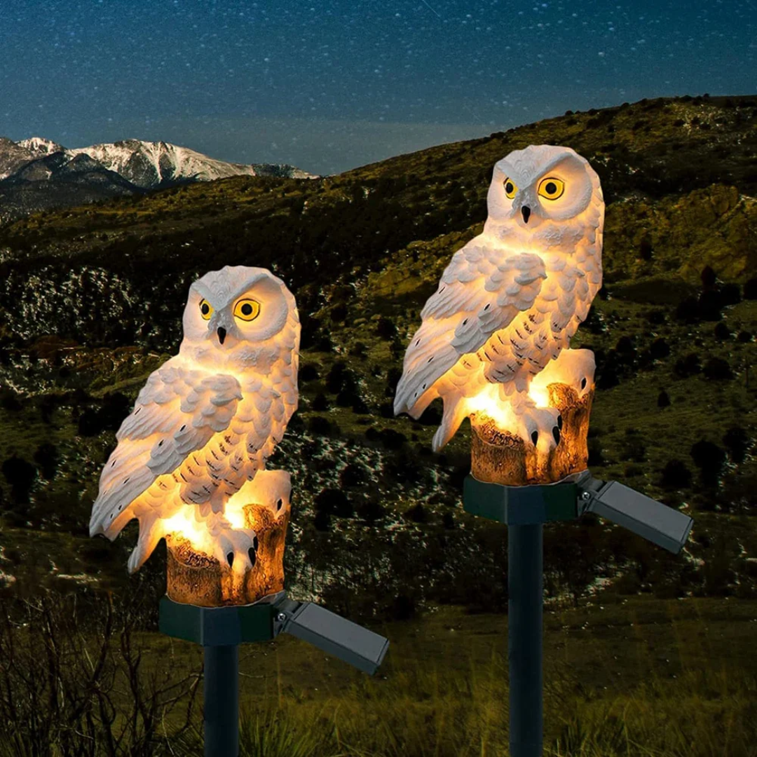 Solar Garden Owl Light - Weatherproof Decorative Outdoor LED Light with Warm White Glow for Patios and Gardens 1