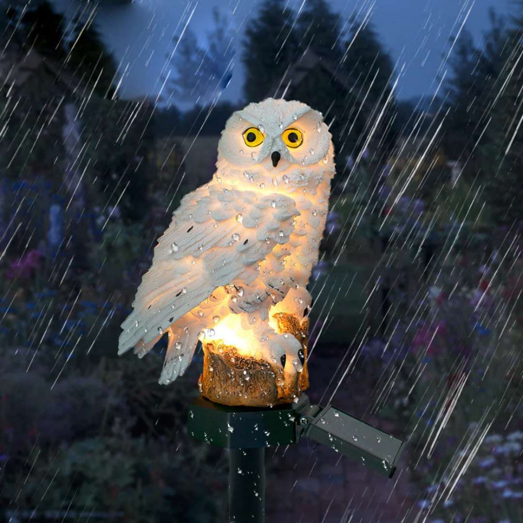 Solar Garden Owl Light - Weatherproof Decorative Outdoor LED Light with Warm White Glow for Patios and Gardens 2