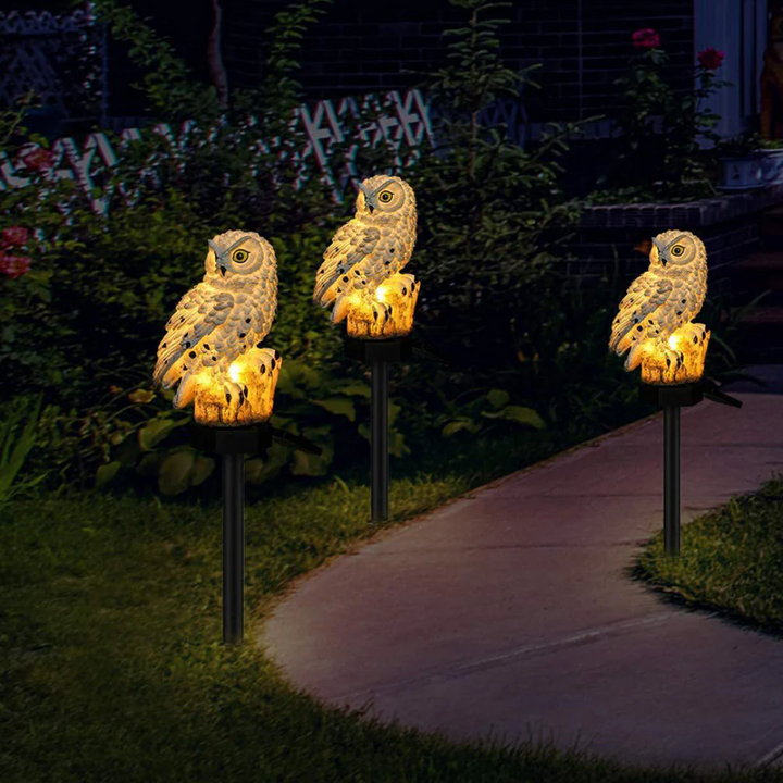 Solar Garden Owl Light - Weatherproof Decorative Outdoor LED Light with Warm White Glow for Patios and Gardens 4