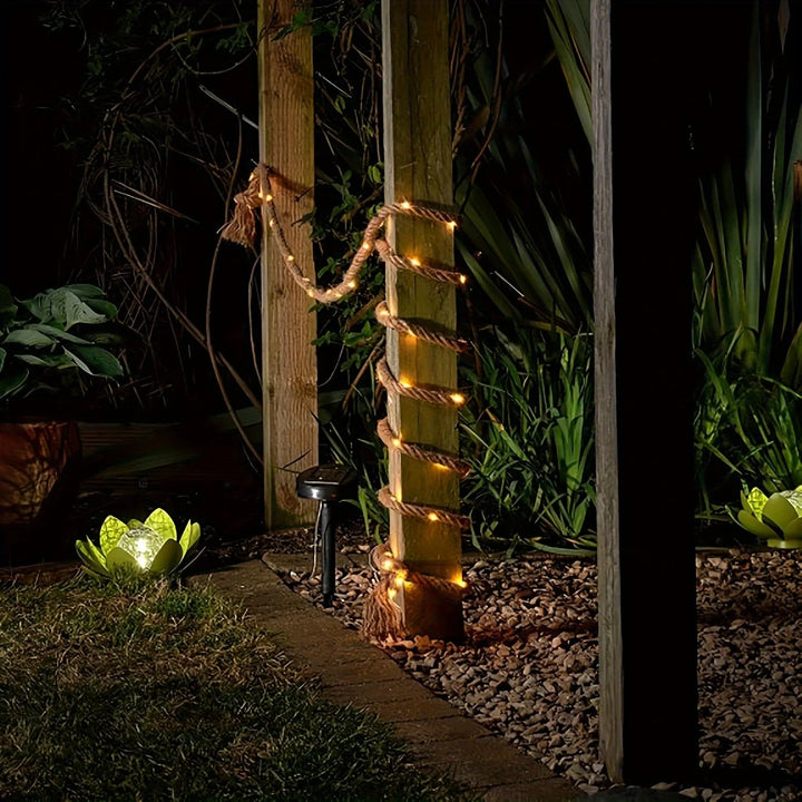 Solar Hemp Rope Light, 5m Outdoor Decorative Lighting with Dusk-to-Dawn Sensor – Eco-Friendly Solar Garden Lights 1