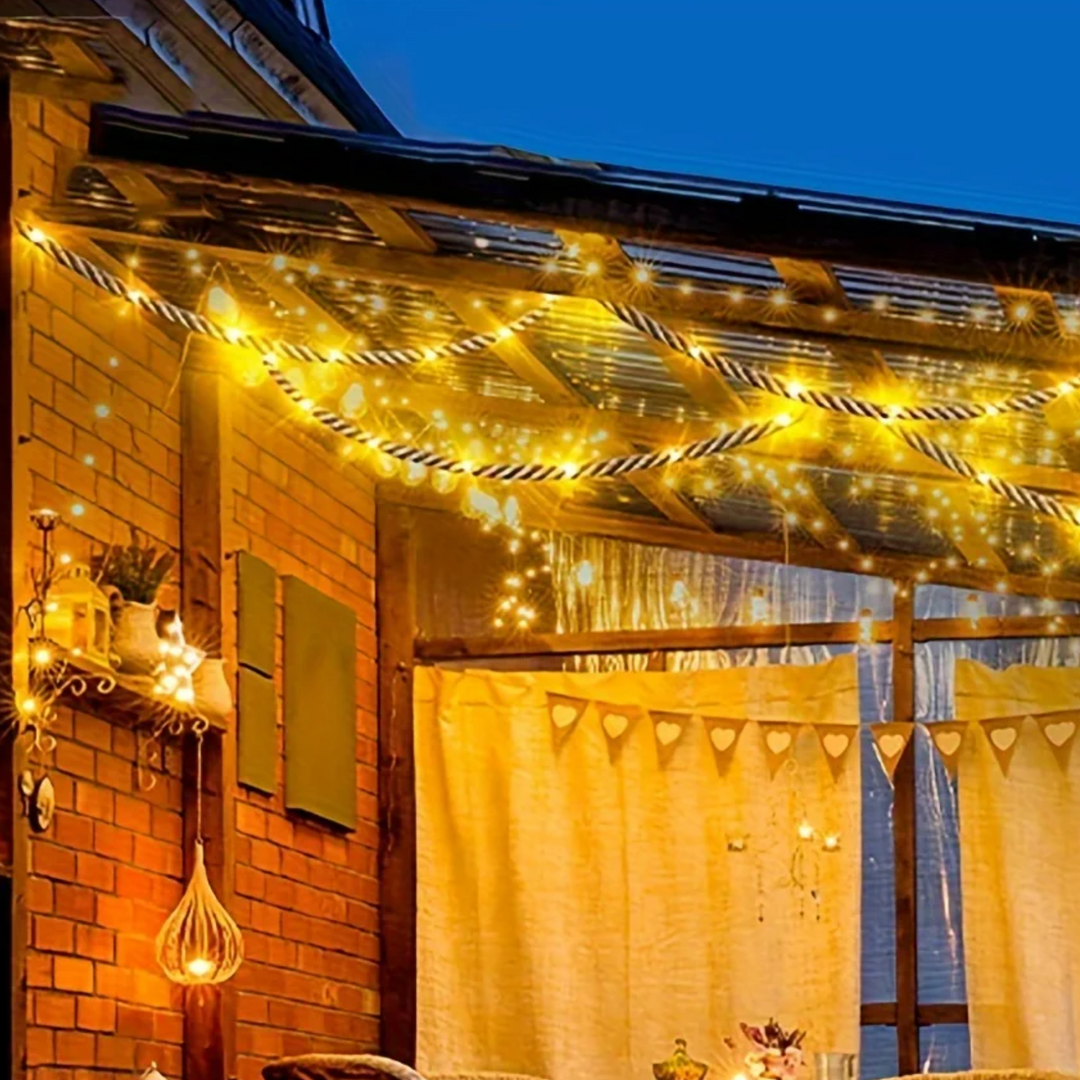 Solar Hemp Rope Light, 5m Outdoor Decorative Lighting with Dusk-to-Dawn Sensor – Eco-Friendly Solar Garden Lights 5