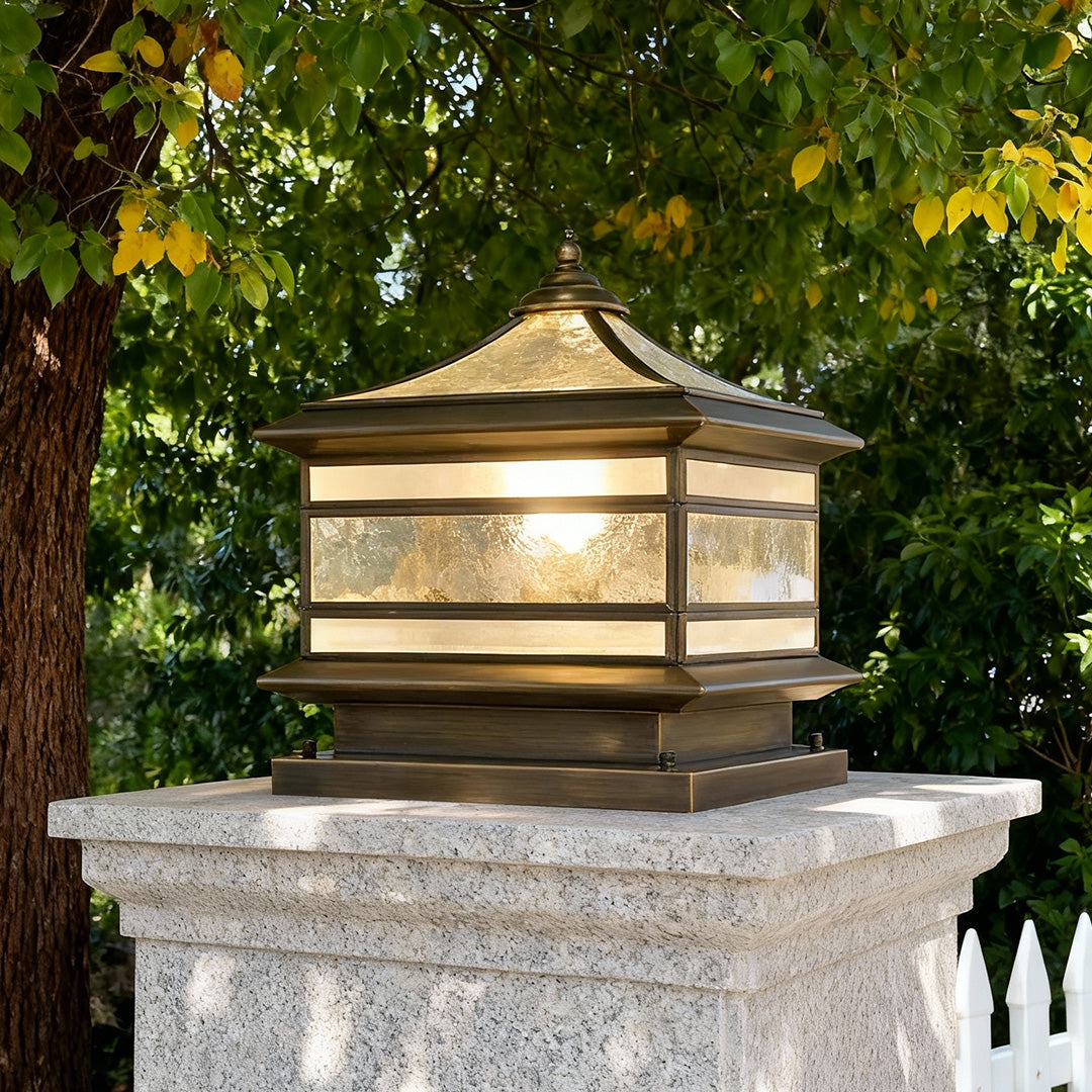 Stone Pillar Solar Lights - Retro Copper Outdoor Lighting with Dual Power Options for Landscape and Garden Illumination 3