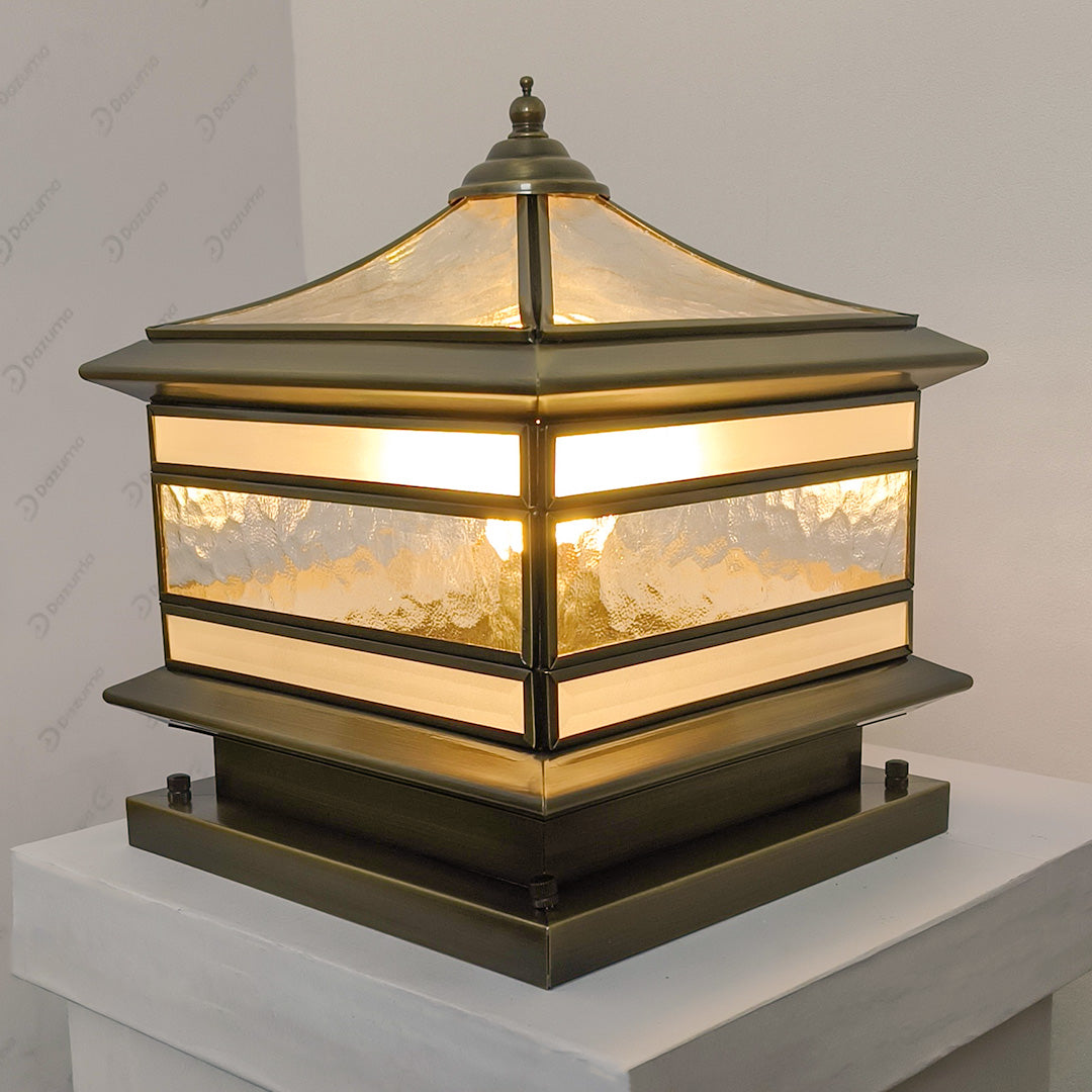 Stone Pillar Solar Lights - Retro Copper Outdoor Lighting with Dual Power Options for Landscape and Garden Illumination 6