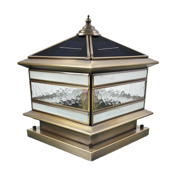 Stone Pillar Solar Lights - Retro Copper Outdoor Lighting with Dual Power Options for Landscape and Garden Illumination 9