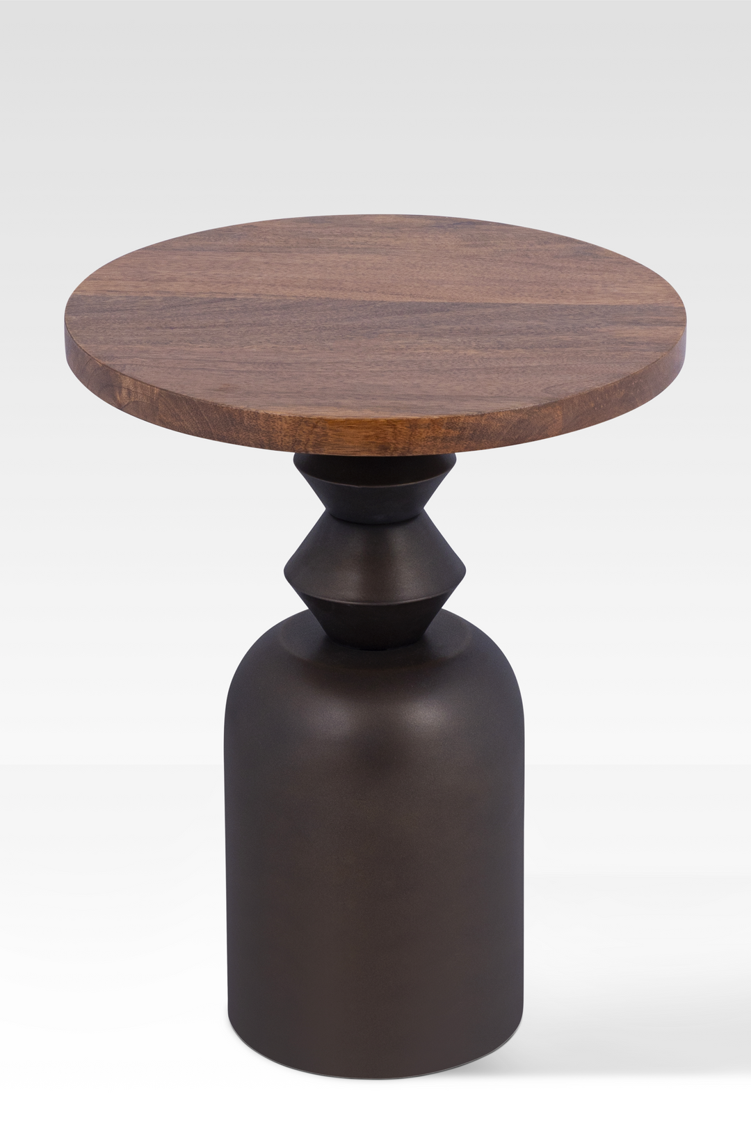 Stylish End Table with Solid Mango Wood Top and Hand-Cast Metal Base – Modern Sculptural Design for Living Room 1