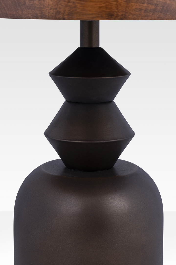 Stylish End Table with Solid Mango Wood Top and Hand-Cast Metal Base – Modern Sculptural Design for Living Room 2