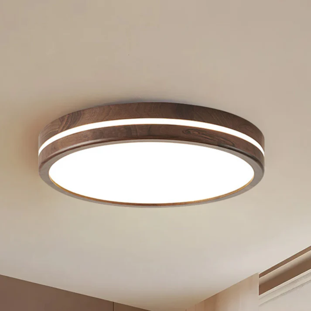 Stylish LED Ceiling Lamp with Wood Finish – Modern Lighting for Living Spaces 0